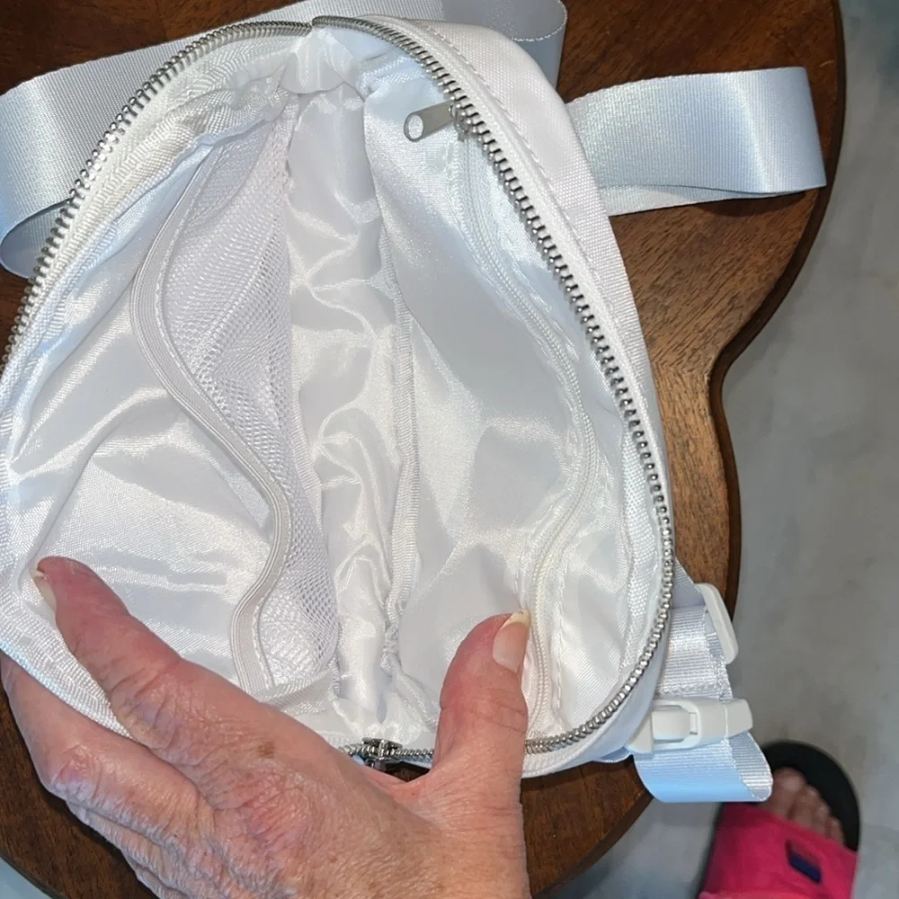 Brides Belt Bag  make up bag  cosmetic case  fanny pack   Nylon   White / silver